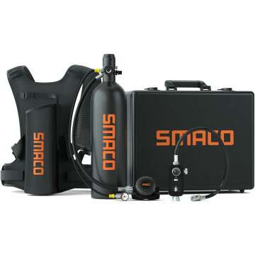 SMACO S700 Mini Scuba Tank 1.9L Portable Mini Scuba Diving Tank Reusable Pony Bottle with 25-30 Minu...