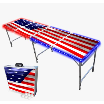 PartyPong 8-Foot Folding Beer Pong Table with LED Lights