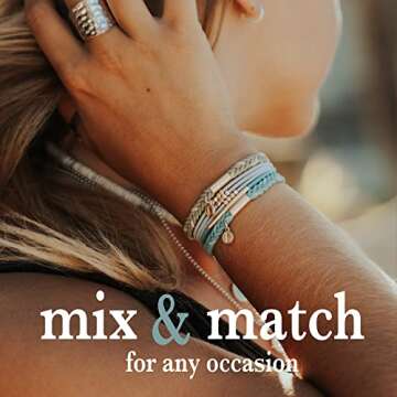 K'lani Inspire Bracelets for Women – Elastic Bracelets and Boho Hair Ties – Cute Hair Ties for Women and Hair Tie Accessories – Stylish Bracelets Boho Style for Hair and Wrist – Set of 5 (Medium)