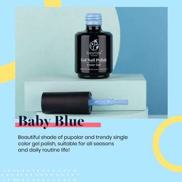 beetles Gel Polish 15ml Baby Blue Gel Nail Polish Soak Off Uv LED Nail Lamp Need Spring Summer Nail ...