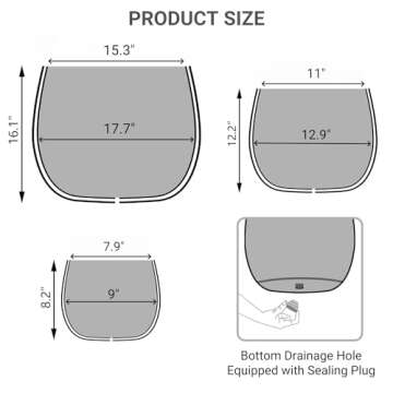 Wallowa Large Outdoor Planter, 17.7"+13"+9.1" Dia Round Weathered Concrete Planter Set of 3, Flower Pots with Drainage Holes and Sealing Plug for Garden, Patio, Home, Office, Bronze Rust