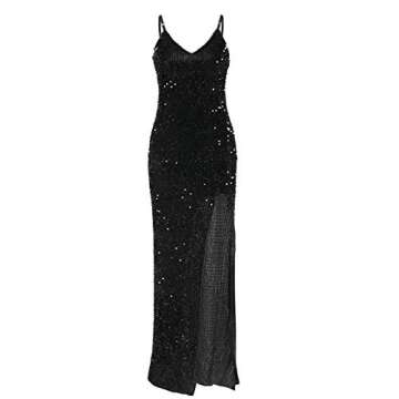 BerryGo Women's Sexy Sparkly V Neck Bodycon Sequin Prom Ball Gown Evening Long Cocktail Maxi Homecom...