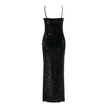 Sparkly V Neck Sequin Maxi Dress for Women