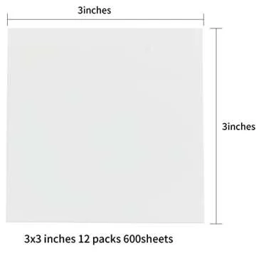 600Pcs Transparent Sticky Notes Clear Sticky Notes Waterproof self-Adhesive Translucent Sticky Notes 3×3inch 12Pack