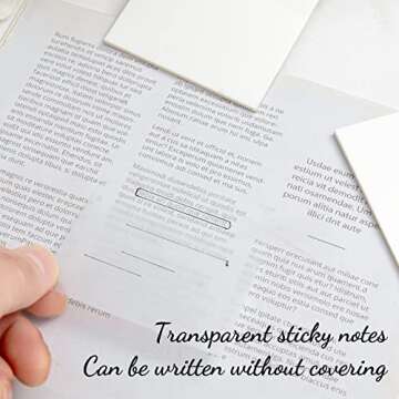 600Pcs Transparent Sticky Notes Clear Sticky Notes Waterproof self-Adhesive Translucent Sticky Notes 3×3inch 12Pack