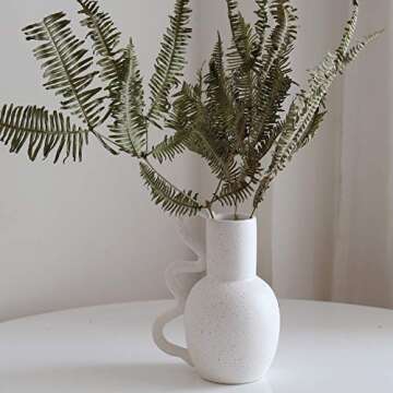 JOVONE Decorative Ceramic Vase, Boho Vase,Size: 5.8" x 4" x 7.5",Ornaments Vase for Home Decor (Black Dots On White)