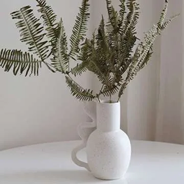 JOVONE Decorative Ceramic Vase, Boho Vase,Size: 5.8" x 4" x 7.5",Ornaments Vase for Home Decor (Black Dots On White)