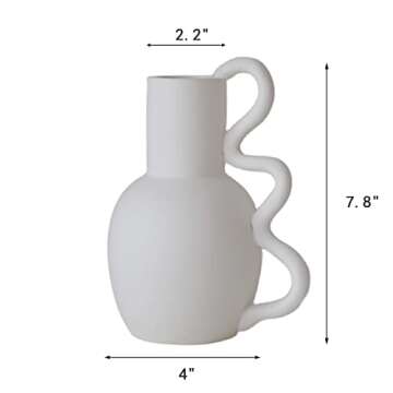 JOVONE Decorative Ceramic Vase, Boho Vase,Size: 5.8" x 4" x 7.5",Ornaments Vase for Home Decor (Black Dots On White)