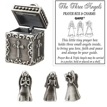 Ganz Angel Prayer Box Trinket - Triple Angels Charm in Pewter
