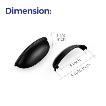 Ravinte 3" Drawer Pulls Flat Black Cabinet Handles