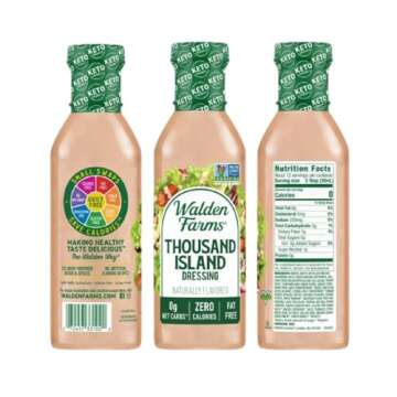 Walden Farms Thousand Island Dressing - Calorie-Free, Gluten-Free, Low Carb, Keto-Friendly, Sugar-Free, Creamy Thousand Island Flavor, (12 oz Bottle x2)