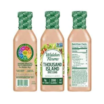 Walden Farms Thousand Island Dressing - Calorie-Free, Gluten-Free, Low Carb, Keto-Friendly, Sugar-Free, Creamy Thousand Island Flavor, (12 oz Bottle x2)