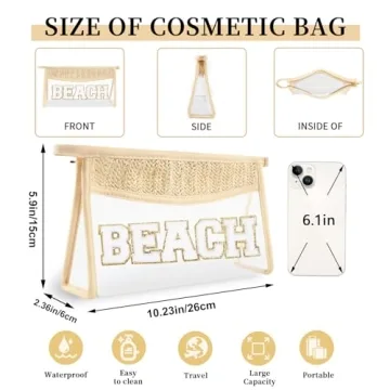 Trendy Glitter Chenille Letter Patch Makeup Bag for Women