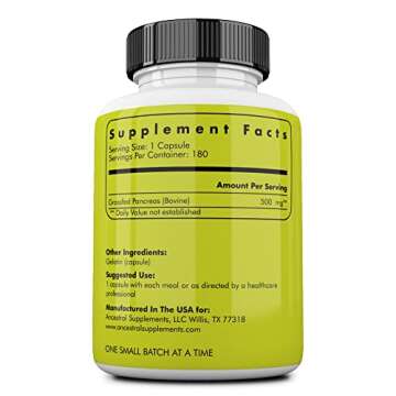Ancestral Supplements Grass Fed Beef Pancreas Supplement, 500mg, Enzymes for Digestive Support, Non ...