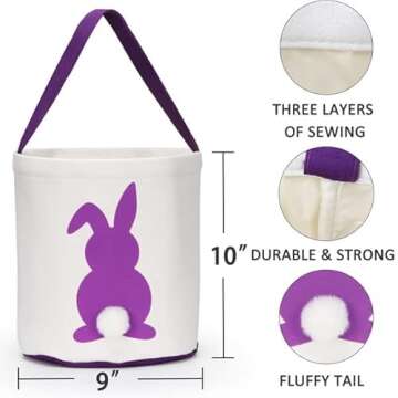 Sunboom 3 Pack Bunny Easter Baskets for Kids
