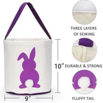 Sunboom 3 Pack Bunny Easter Baskets for Kids