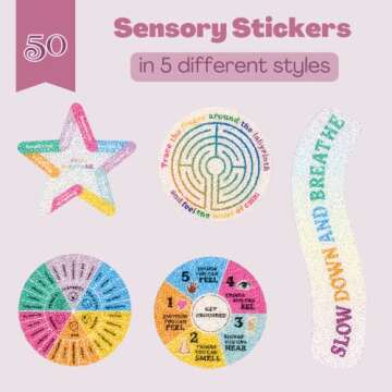 50 Pcs Textured Anxiety Sensory Stickers, Breathing Feature Calm Strips for Anxiety and Stress, Reus...