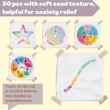 50 Pcs Textured Anxiety Sensory Stickers, Breathing Feature Calm Strips for Anxiety and Stress, Reusable Fidget Stickers for Adults and Kids
