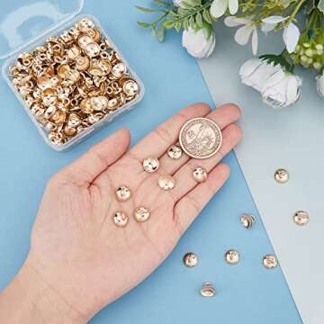 SUNNYCLUE 200Pcs Gold Bead Caps for Jewelry Making