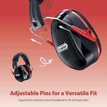 Dr.meter Ear Protection Ear Muffs, 31dB Noise Reduction Safety Earmuffs with Adjustable Headband for...