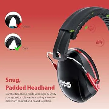 Dr.meter Ear Protection Ear Muffs, 31dB Noise Reduction Safety Earmuffs with Adjustable Headband for Adults Kids Autism Sensory Hearing Protection, Earmuff for Mowing, Hunting, Monster Truck