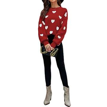Trendy Women's Love Heart Pullover Sweater for Cozy Style