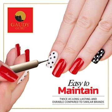 20pc Professional Nail Art Design Painting Detailing, Marbleizing Brushes, Striper & Dotting Pen/Dotter Tool Kit Set with Storage Bag by Gaudy Guru