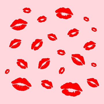 Set of 22 Valentines Day Vinyl Wall Art Decal - Kisses - from 2" to 10" Each - Trendy Red Lips for Home Living Room Bedroom Indoor Outdoor Apartment Girly Women's Teens Decor