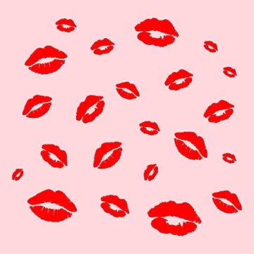 Set of 22 Valentines Day Vinyl Wall Art Decal - Kisses - from 2" to 10" Each - Trendy Red Lips for Home Living Room Bedroom Indoor Outdoor Apartment Girly Women's Teens Decor