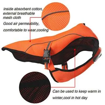 smartelf Dog Cooling Vest,Dog Cooling Coat,Evaporative Swamp Cooler Jacket Safety Reflective Vest for Large Dogs Walking Outdoor Hunting Training Camping Orange-XL