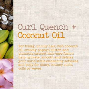 Maui Moisture Curl Quench + Coconut Oil Hydrating Curl Smoothie, Creamy Silicone-Free Styling Cream ...