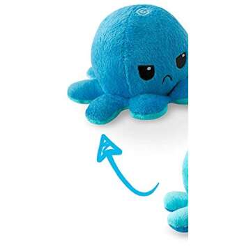 TeeTurtle - The Original Reversible Octopus Plushie - Light + Dark Blue - Cute Sensory Fidget Stuffed Animals That Show Your Mood