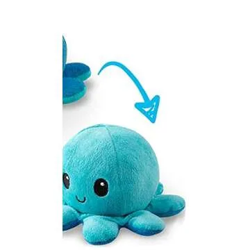 TeeTurtle - The Original Reversible Octopus Plushie - Light + Dark Blue - Cute Sensory Fidget Stuffed Animals That Show Your Mood