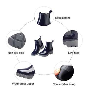 Stylish Eyushijia Chelsea Rain Boots with Free Socks