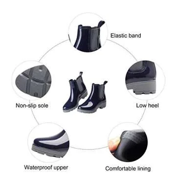 Stylish Eyushijia Chelsea Rain Boots with Free Socks