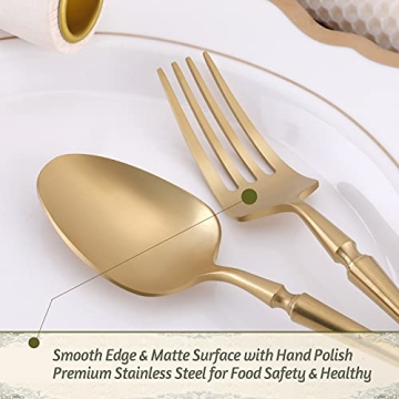 JINTUO 20-Piece Matte Gold Silverware Set - Elegant Dining