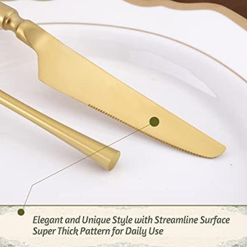 JINTUO 20-Piece Matte Gold Silverware Set - Elegant Dining