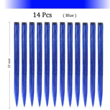 ZIRANJUAN Clip in Hair Extensions Tinsel Sparkle Highlights for Hair 20 inch Blue Hair for Party Chr...