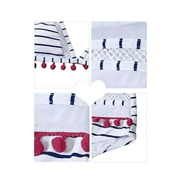 Heymiss Womens Two Pieces Swimsuits Halter Striped Tassel Bikini Set High Waisted Bathing Suit Swimsuit Swimwear with Bottoms Blue S