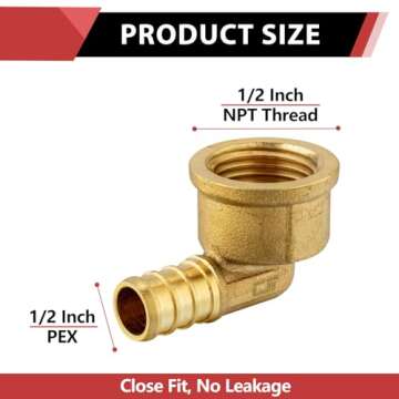 10-Pack EFIELD Pex Crimp Fittings 1/2"x1/2" Female Threaded NPT Elbow, ASTM F1807