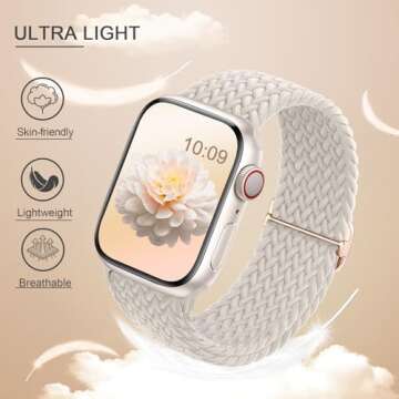 6 Pack Braided Stretchy Solo Loop Bands for Apple Watch