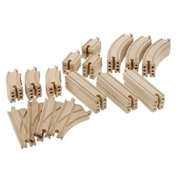 52-Piece Wooden Train Track Set - 18ft Expansion Compatible All Brands
