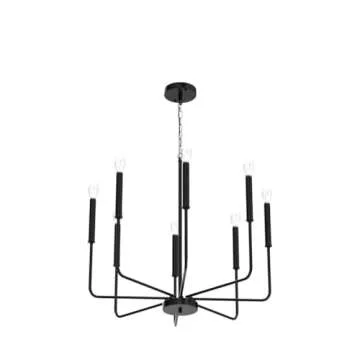 YLCHYTDZSW 8-Light Simple Modern Dining Room Light Fixture Black Farmhouse Chandelier for Living Room Foyer Chandeliers for High Ceilings Candle Chandelier for Kitchen, Foyer, Entryway, Bedroom