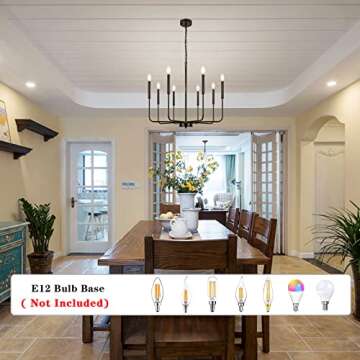 YLCHYTDZSW 8-Light Simple Modern Dining Room Light Fixture Black Farmhouse Chandelier for Living Room Foyer Chandeliers for High Ceilings Candle Chandelier for Kitchen, Foyer, Entryway, Bedroom