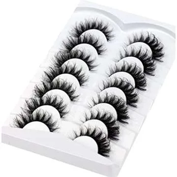 Pooplunch False Eyelashes Cat Eye Fluffy Lashes Russian DD Curl Extension Volume Foxy Eye Lifting Look Faux Mink Fake Eyelashes 7 Pairs Pack