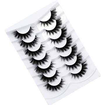 Pooplunch False Eyelashes Cat Eye Fluffy Lashes Russian DD Curl Extension Volume Foxy Eye Lifting Look Faux Mink Fake Eyelashes 7 Pairs Pack