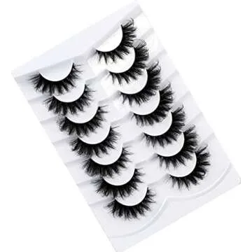 Pooplunch False Eyelashes Cat Eye Fluffy Lashes Russian DD Curl Extension Volume Foxy Eye Lifting Look Faux Mink Fake Eyelashes 7 Pairs Pack