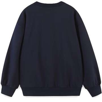 Bumeex Kids Girls Clothes Shirt Sweatshirt Long Sleeve Fall Winter Cute Sweater Hoodie Top Clothing Outfits Navy Heart 8 Years