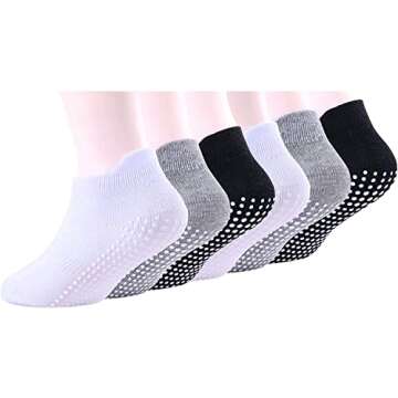 sockfun Toddler Socks with Grippers Infant Socks Baby Socks with Grip, Grip Socks for Kids Toddler N...
