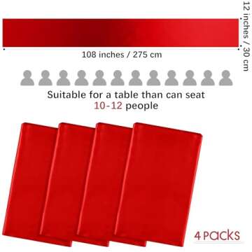 ANECO 4 Pack Satin Table Runner 12 x 108Inch Long Bright Silk and Smooth Fabric Party Table Runner f...